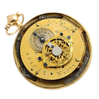 French half pearl-set miniature gold enamel watch Circa 1810