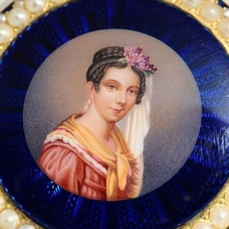 English gold enamel watch with a matching chatelaine Circa 1790