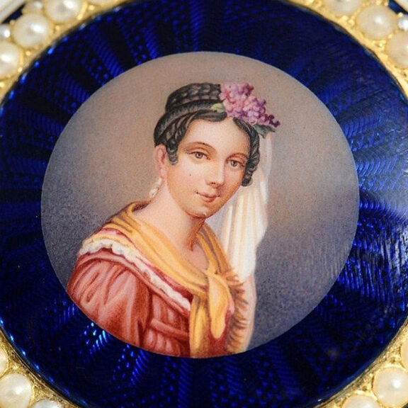 English gold enamel watch with a matching chatelaine Circa 1790 English gold enamel watch with a matching chatelaine Circa 1790