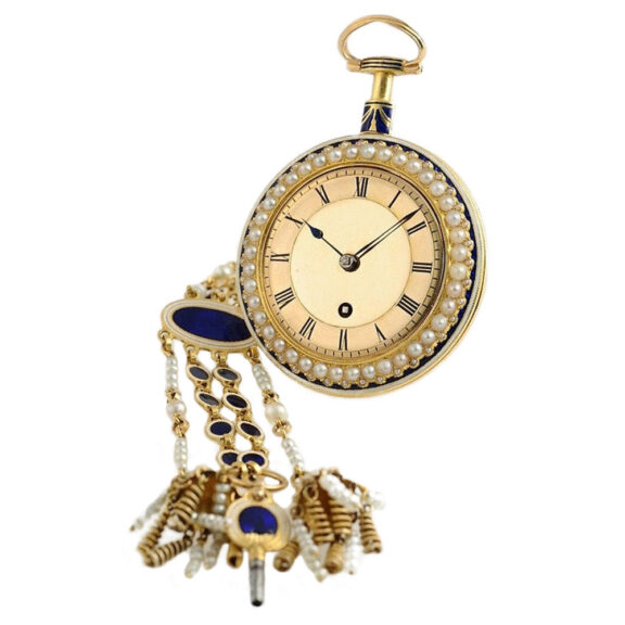 English gold enamel watch with a matching chatelaine Circa 1790 English gold enamel watch with a matching chatelaine Circa 1790