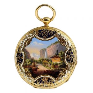 Swiss enamelled gold watch for the Polish market Circa 1850