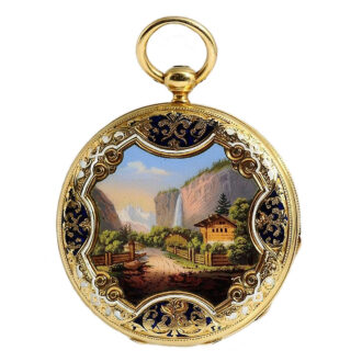 Swiss enamelled gold watch for the Polish market Circa 1850