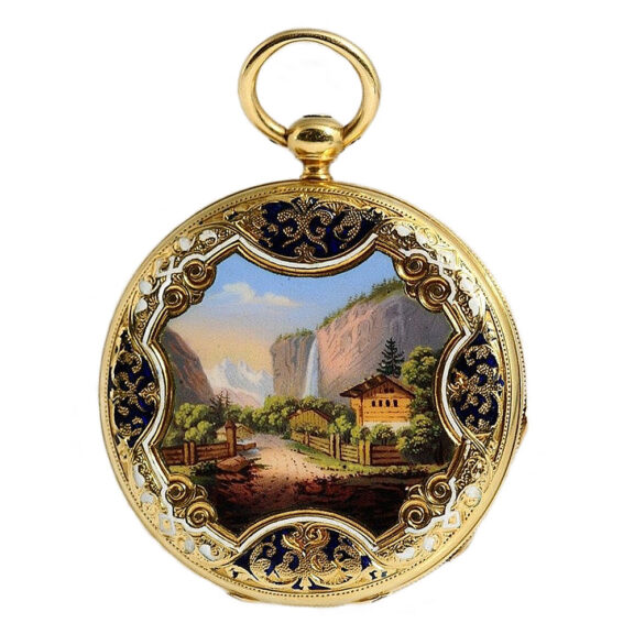 Swiss enamelled gold watch for the Polish market Circa 1850