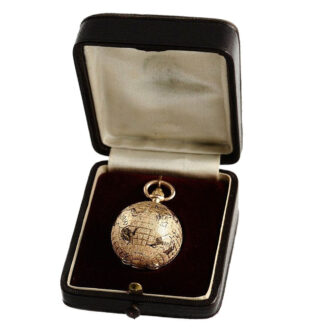 Swiss "Globe" miniature pendant watch with original box Circa 1900