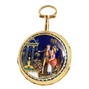 German decorative gold enamel verge pocket watch Circa 1780