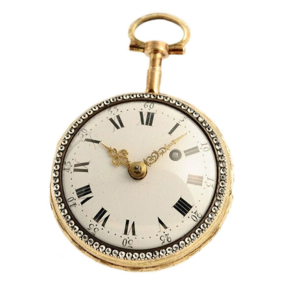German decorative gold enamel verge pocket watch Circa 1780 German decorative gold enamel verge pocket watch Circa 1780