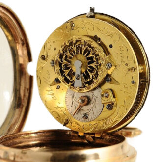 German decorative gold enamel verge pocket watch Circa 1780