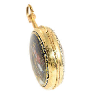 German decorative gold enamel verge pocket watch Circa 1780