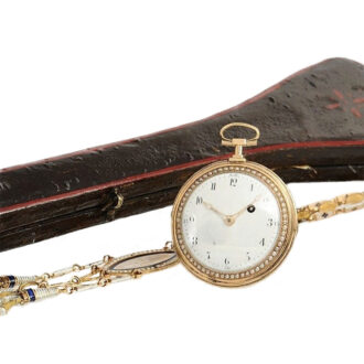 Swiss rare diamond and split pearl-set gold enamel verge Circa 1790
