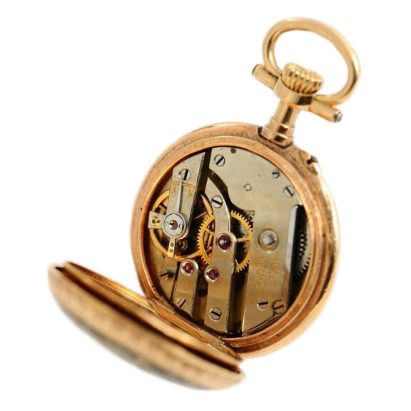 Swiss miniature watch with corresponding watch chain Circa 1890 Swiss miniature watch with corresponding watch chain Circa 1890