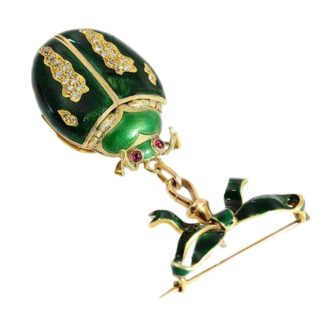 Swiss rare gold, enamel and diamond set scarab watch Circa 1870