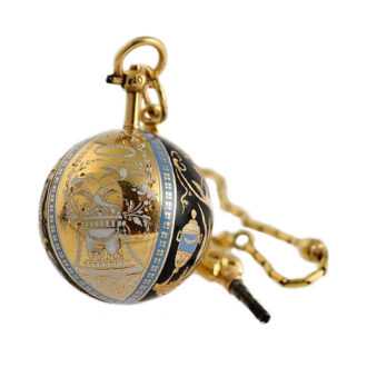 Swiss gold and enamel ball form verge watch Circa 1790