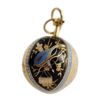 Swiss gold and enamel ball form verge watch Circa 1790
