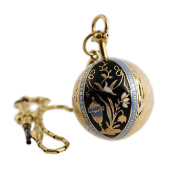 Swiss gold and enamel ball form verge watch Circa 1790
