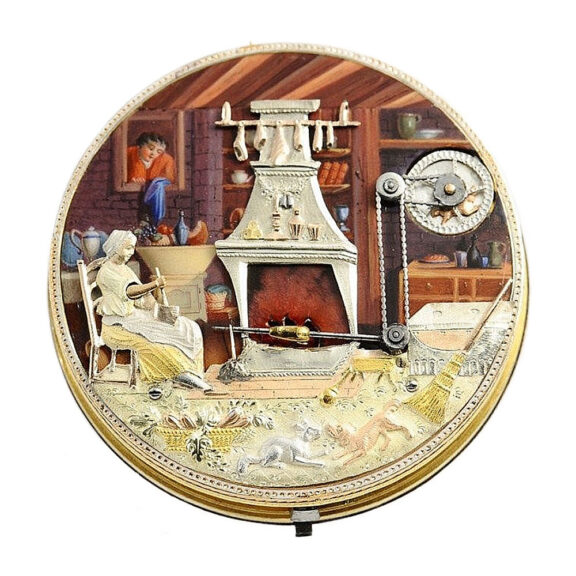 Swiss gold double dial watch with four automatons Circa 1810 Swiss gold double dial watch with four automatons Circa 1810