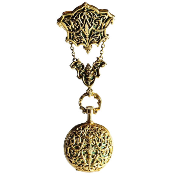 French pendant watch with corresponding brooch Circa 1890 French pendant watch with corresponding brooch Circa 1890