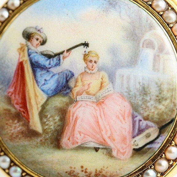 Swiss very fine half pearl set Geneva lady's fob watch Circa 1905 Swiss very fine half pearl set Geneva lady's fob watch Circa 1905