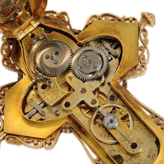 Swiss rare crucifix pendant watch with medallion Circa 1870