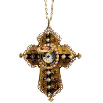 Swiss rare crucifix pendant watch with medallion Circa 1870