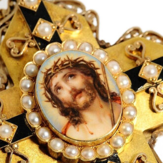 Swiss rare crucifix pendant watch with medallion Circa 1870