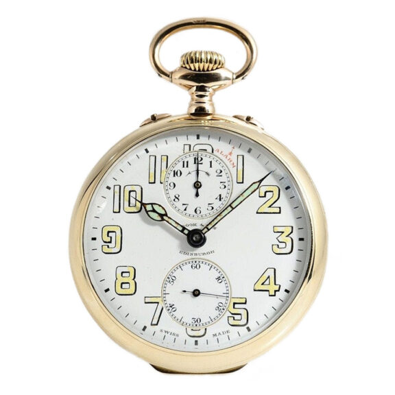 Swiss rare 9K gold gentleman's alarm watch Circa 1920