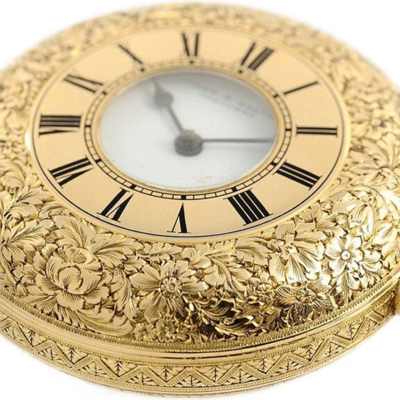 English gold half hunting cased striking clockwatch Circa 1900 English gold half hunting cased striking clockwatch Circa 1900