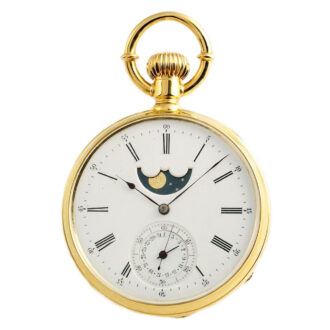 Swiss rare pocket watch with date and moon phase Circa 1880