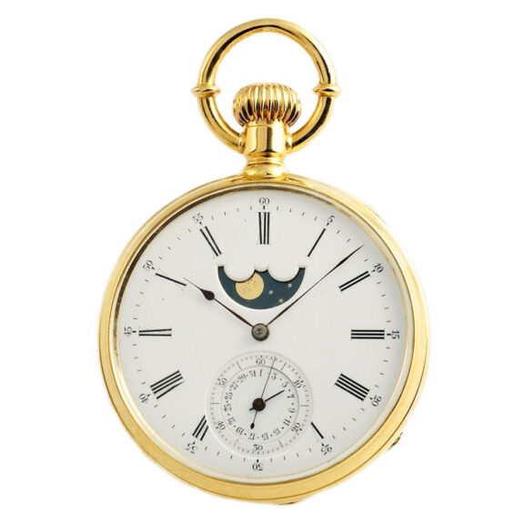 Swiss rare pocket watch with date and moon phase Circa 1880