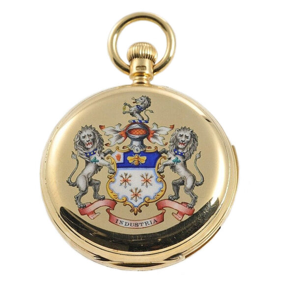English 18k gold repeating lever with full calendar Circa 1887