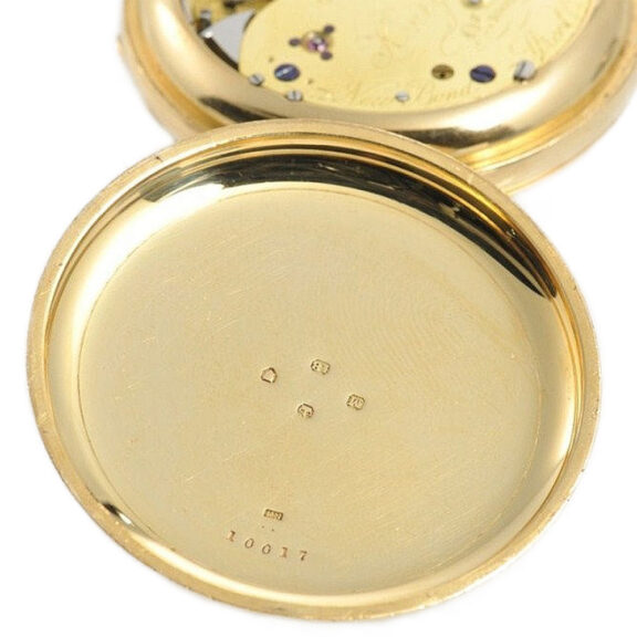 English 18k gold repeating lever with full calendar Circa 1887 English 18k gold repeating lever with full calendar Circa 1887