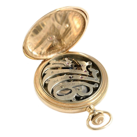 Swiss gold hunter watch for the American market Circa 1885 Swiss gold hunter watch for the American market Circa 1885