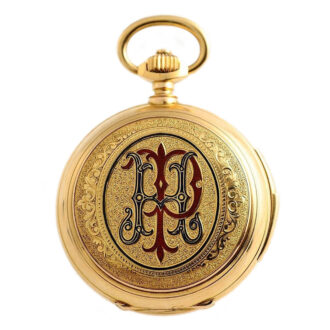 Swiss gold and enamel repeater with Jacquemarts Circa 1895 Swiss gold and enamel repeater with Jacquemarts Circa 1895
