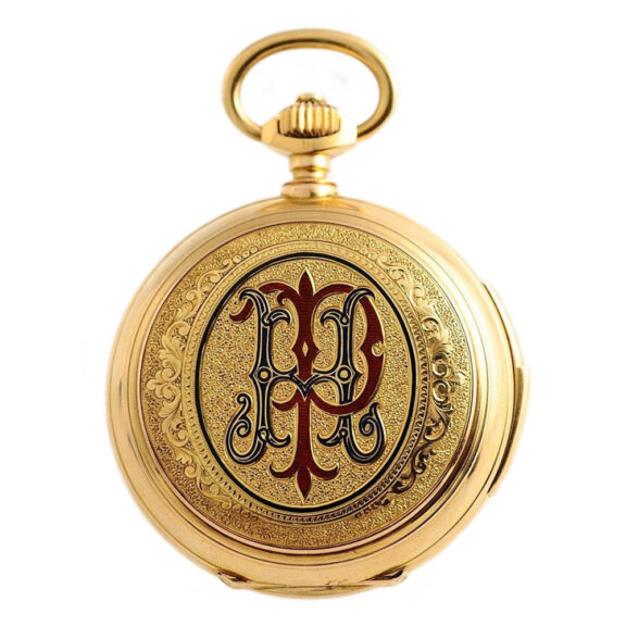 Swiss gold and enamel repeater with Jacquemarts Circa 1895 Swiss gold and enamel repeater with Jacquemarts Circa 1895