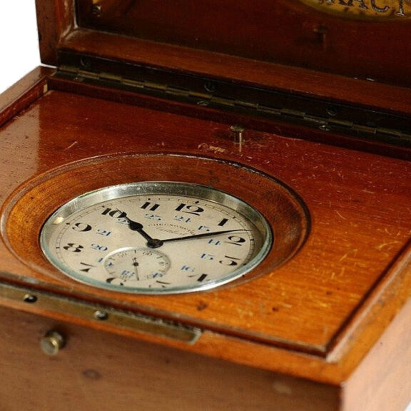 Swiss rare deck chronometer with wooden box Circa 1920 Swiss rare deck chronometer with wooden box Circa 1920