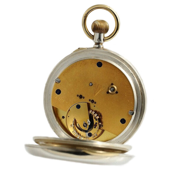 English silver deck watch with 34 minute carrousel Circa 1909 English silver deck watch with 34 minute carrousel Circa 1909