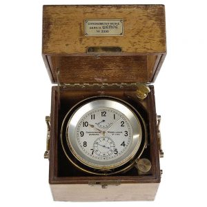 German Marine deck watch in mahogany box Circa 1938