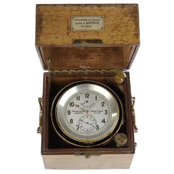 German Marine deck watch in mahogany box Circa 1938