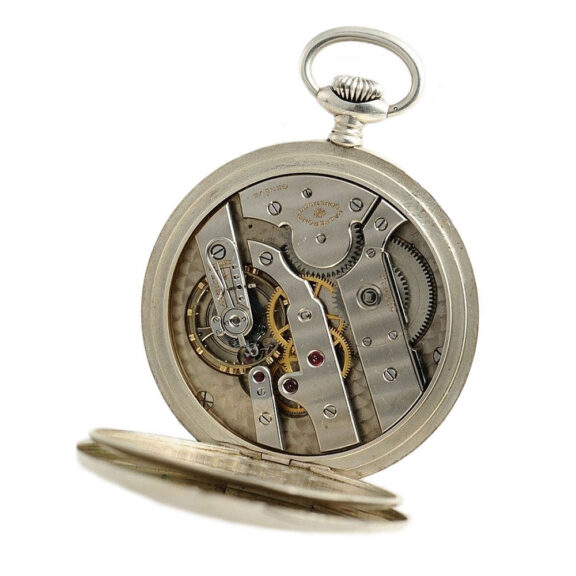 Swiss fine silver open faced deck pocket watch Circa 1940 Swiss fine silver open faced deck pocket watch Circa 1940