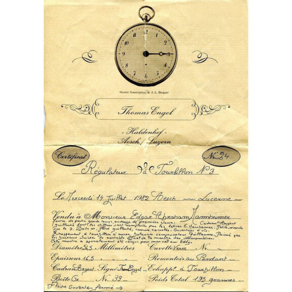 German rare Tourbillon with retrograde thermometer Circa 1982 German rare Tourbillon with retrograde thermometer Circa 1982