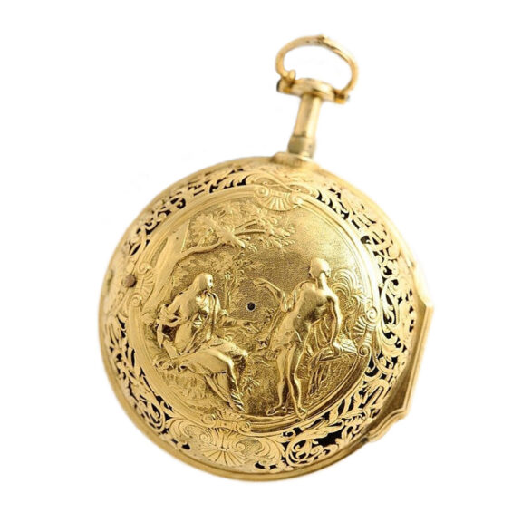 English repeating verge with “repoussé” decoration circa 1720 English repeating verge with “repoussé” decoration circa 1720