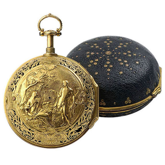 English repeating verge with “repoussé” decoration circa 1720