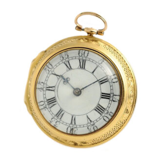 English rare pair cased gold Repoussé pocket watch Circa 1753