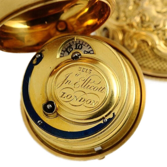 English rare pair cased gold Repoussé pocket watch Circa 1753 English rare pair cased gold Repoussé pocket watch Circa 1753