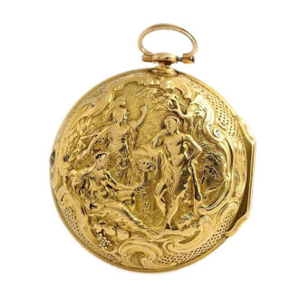 English rare pair cased gold Repoussé pocket watch Circa 1753