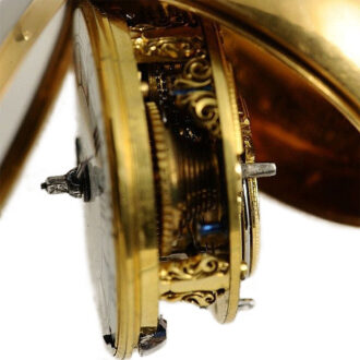 English rare pair cased gold Repoussé pocket watch Circa 1753