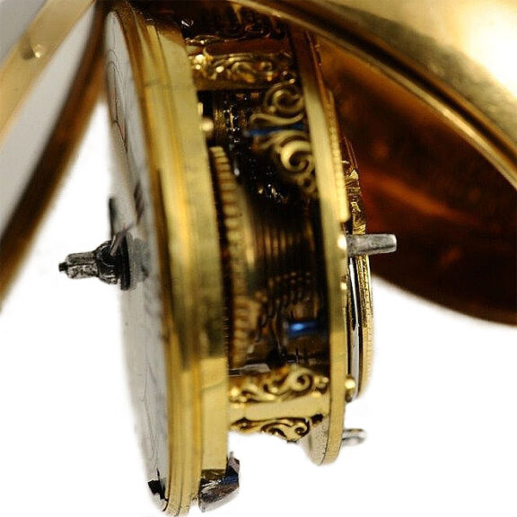 English rare pair cased gold Repoussé pocket watch Circa 1753 English rare pair cased gold Repoussé pocket watch Circa 1753