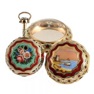 English quarter repeating gold enamel pocket watch Circa 1810