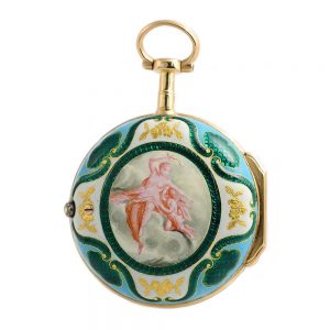 French watch with gold paillon flower application Circa 1750