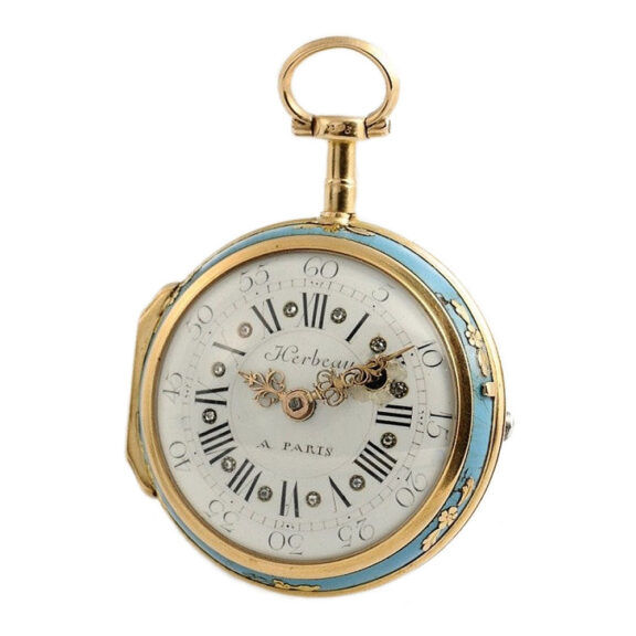 French watch with gold paillon flower application Circa 1750 French watch with gold paillon flower application Circa 1750