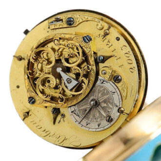 French watch with gold paillon flower application Circa 1750